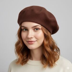Brown Wool Beret - Small /Medium, Unisex